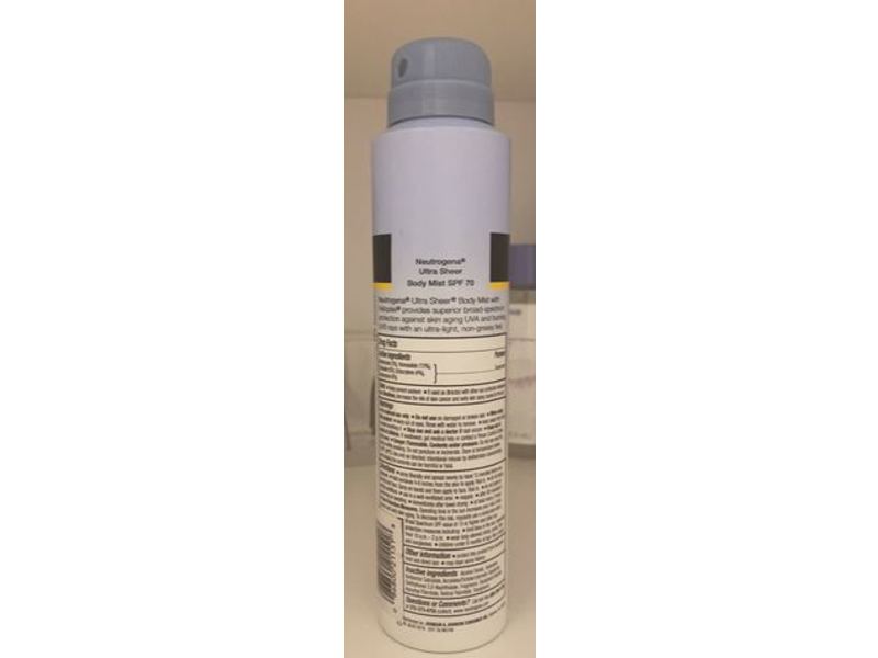 Neutrogena Ultra Sheer Body Mist Sunscreen, SPF 70, 5.0 oz/141 g