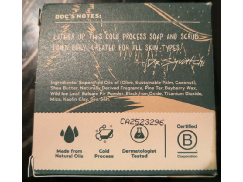 Dr. Squatch Limited Edition Medium Grit Men's Natural Soap, Snowy Pine Tar, 5 oz/141 g