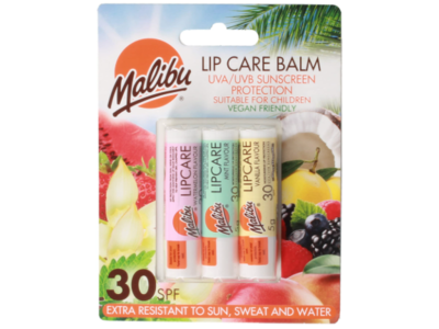 Malibu UVA Sunscreen Protection Lip Care Balm, SPF 30, Watermelon, Mint & Vanilla, Pack Of 3