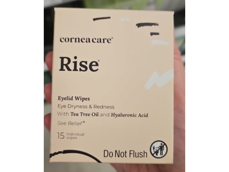 Cornea Care Rise Eyelid Wipes, Tea Tree Oil & Hyaluronic Acid, 15 Count