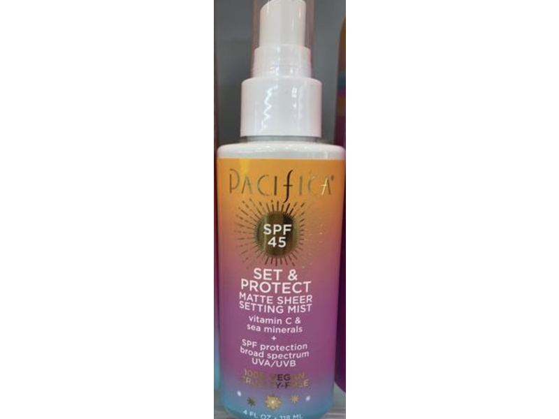 Pacifica Set & Protect Matte Sheer Setting Mist, SPF 45, 4 fl oz/118 mL