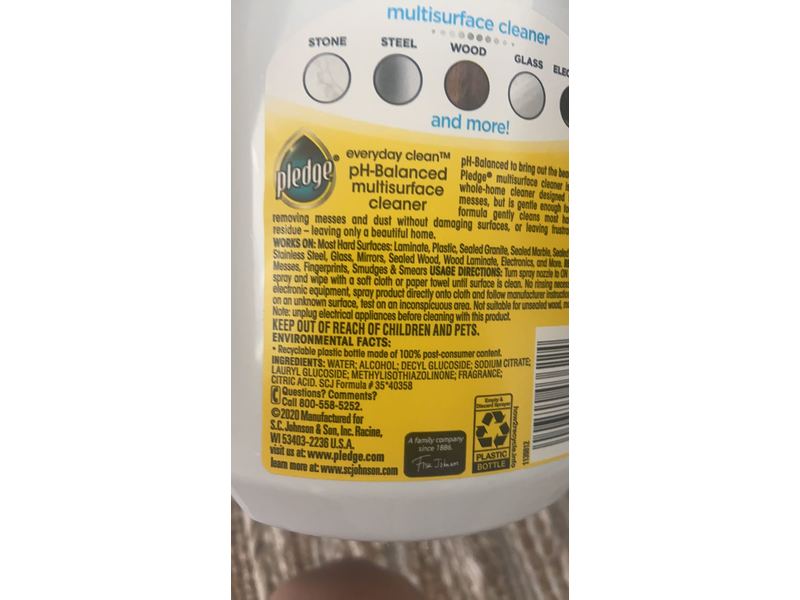 Pledge Ph-Balanced Multisurface Cleaner, Fresh Citrus, 25 fl oz/739 mL