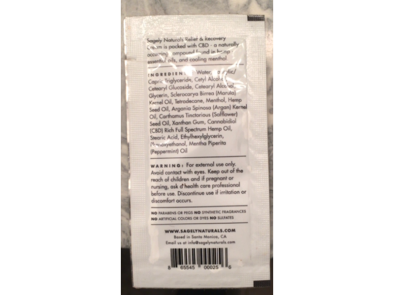 Sagely Relief & Recovery CBD Cream, 0.09 fl oz/2.6 mL