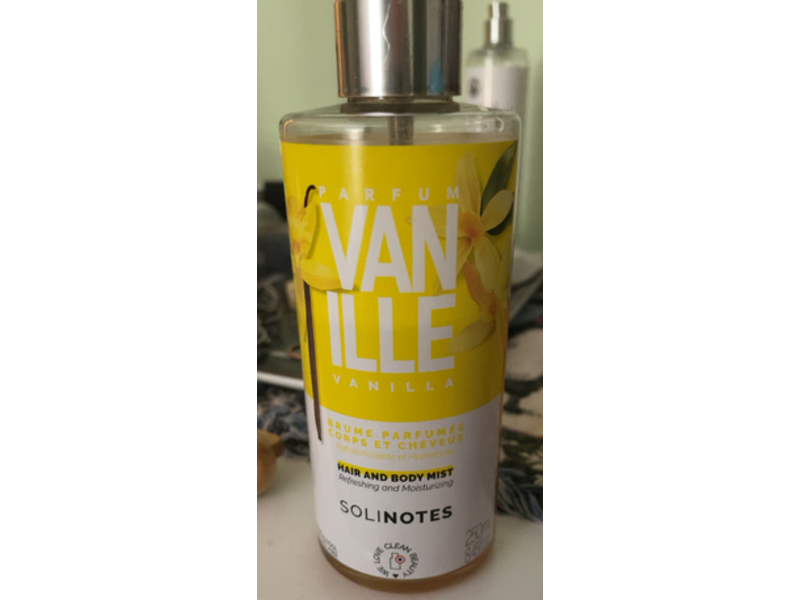 Solinotes Refreshing & Moisturizing Hair & Body Mist, Vanilla, 8.45 fl oz/250 mL