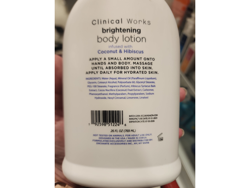 Clinical Works Deep Hydration Brightening Body Lotion, Coconut & Hibiscus, 26 fl oz/769 mL