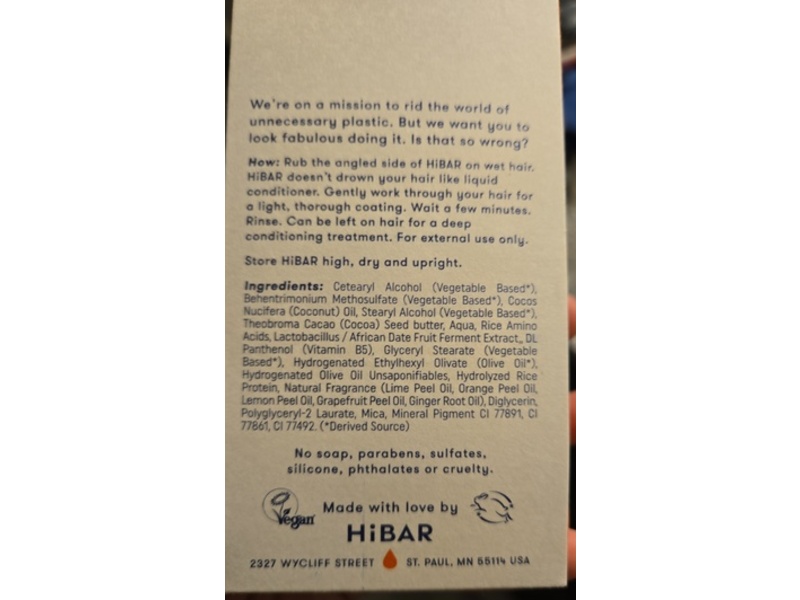 HiBAR Volumize Solid Conditioner Bar, 2.7 oz/76 g