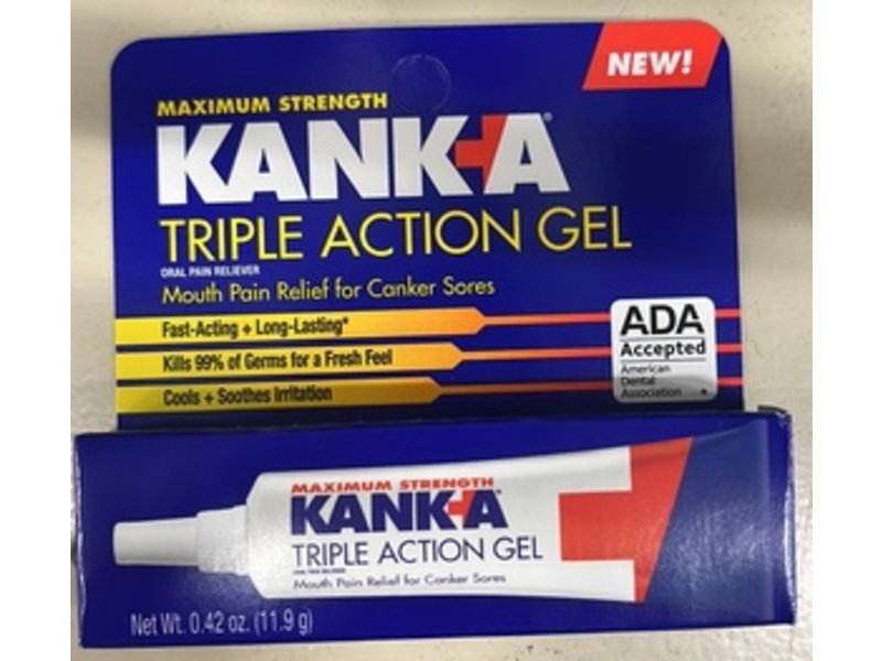 Kank-A Triple Action Maximum Strength Canker Sore Gel, 0.42 oz/11.9 g