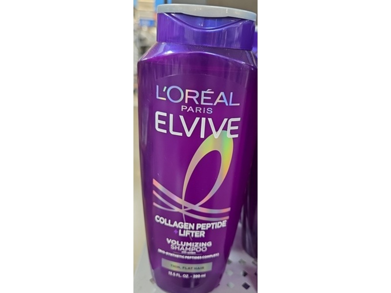 L'Oreal Paris Elvive Volumizing Shampoo, Collagen Peptide+Lifter, 13.5 fl oz/399 mL