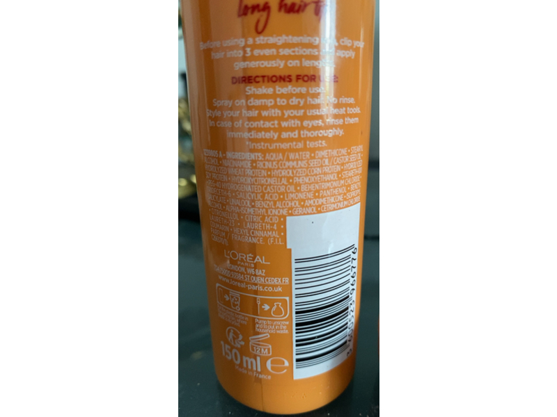 L'Oreal Paris Elvive Dream Lengths Heat Slayer Iron Spray, Vitamins & Castor Oil, 150 mL