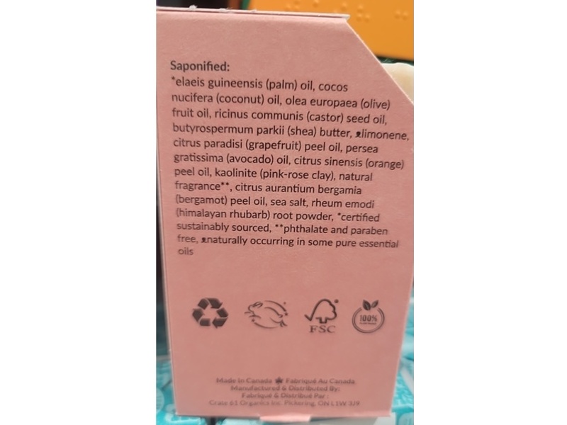 Crate 61 Avocado Grapefruit Soap, 4 oz/110 g