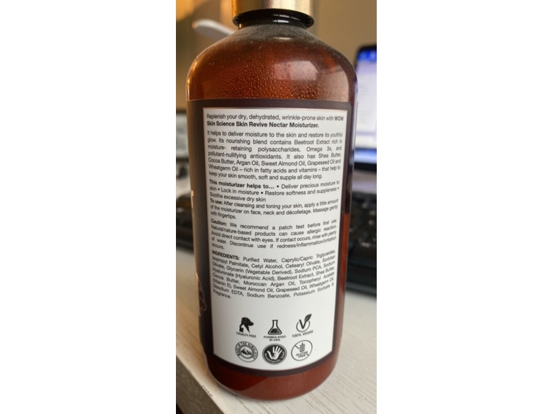 WOW Skin Science Skin Revive Nectar Moisturizer, Shea Butter & Cocoa Butter + Moroccan Argan Oil + Beetroot Extract, 10 fl oz/300 mL