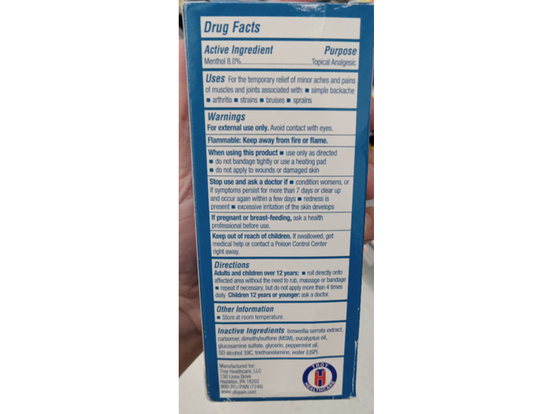 Stopain Extra Strength Pain Relief Roll-On, Msm & Glucosamine, 3 fl oz/88 mL