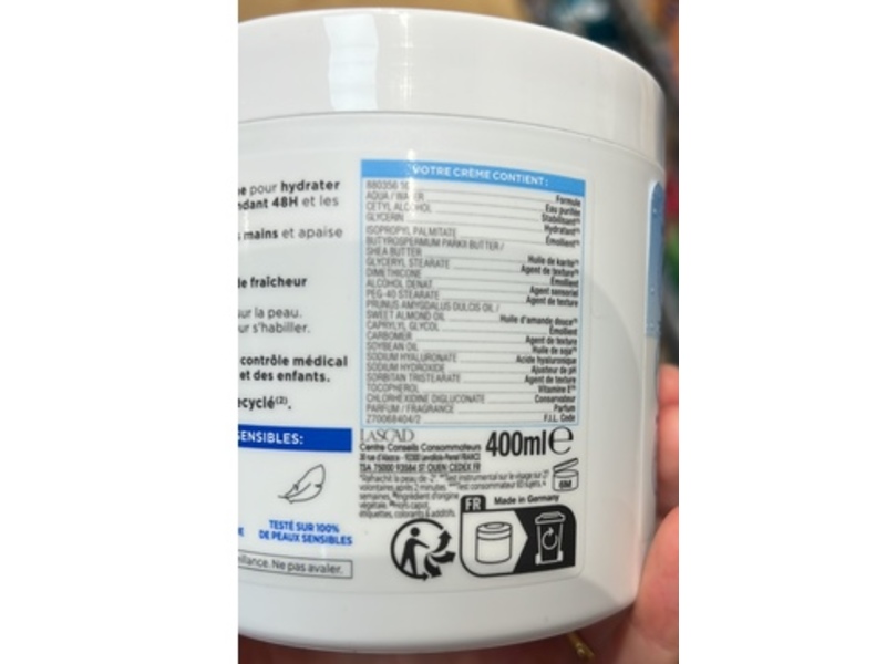 Mixa Fresh & Melting Cream, Hyaluronic Acid + Glycerin, 400 mL