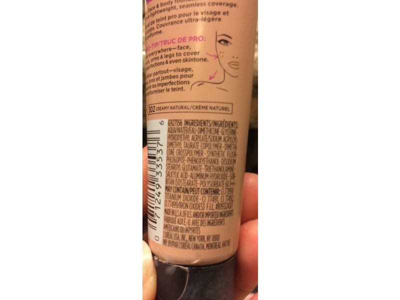 L'Oreal Paris Infallible Total Cover Foundation, 302 Creamy Natural, 1 fl oz/30 mL