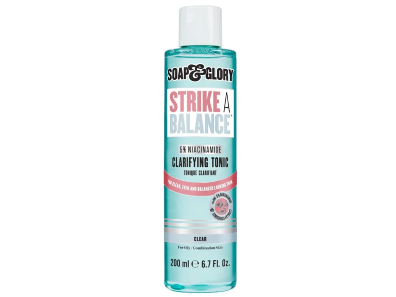 Soap & Glory Strike A Balance Niacinamide Clarifying Tonic, Clear, 6.7 fl oz/200 mL