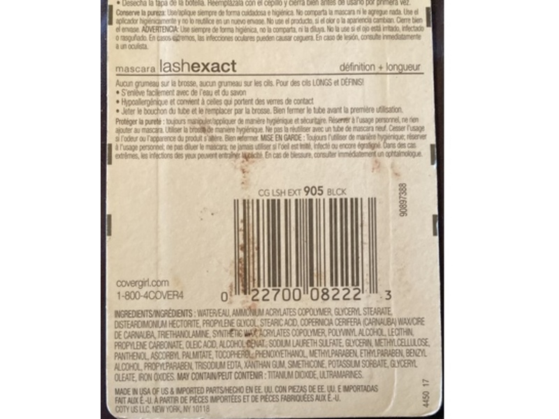 CoverGirl LashExact Mascara, 905 Black, 0.13 fl oz/4 mL