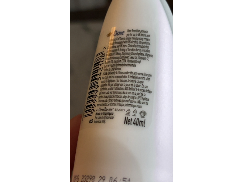 Dove Sensitive Moisturizing Cream Anti-Perspirant, 40 mL
