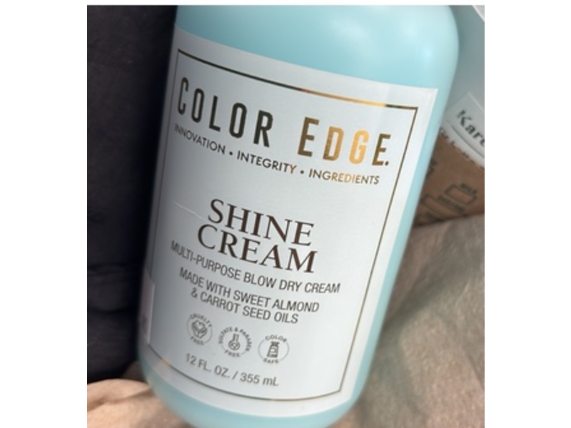 Color Edge Shine Cream Multipurpose Blow Dry Cream, Sweeet Almond & Carror Seed Oils, 12 fl oz/355 mL