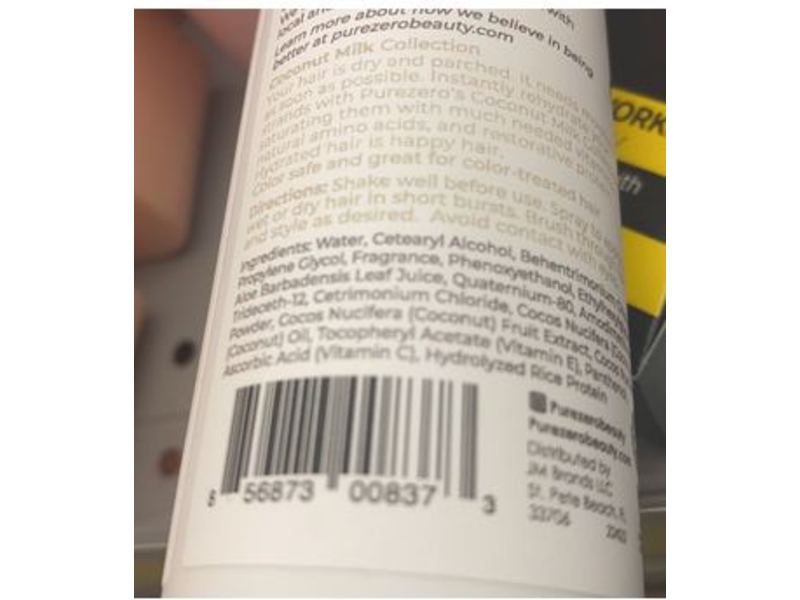 Purezero 9-in-1 Leave-In Conditioning Hair Spray, Coconut Milk, 6 fl oz/180 mL