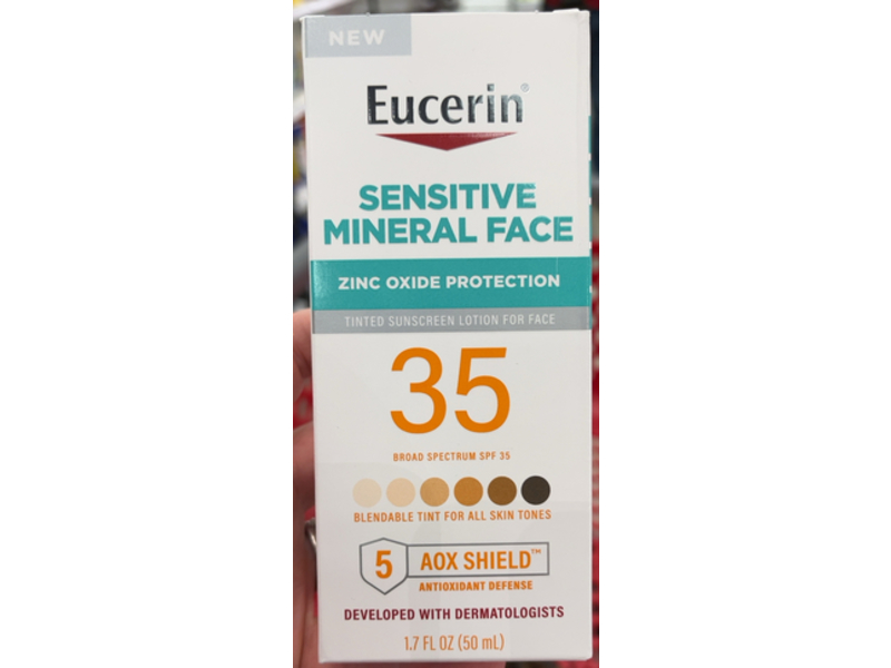 Eucerin Sensitive Mineral Face Sunscreen Lotion, SPF 35, 1.7 fl oz/50 mL