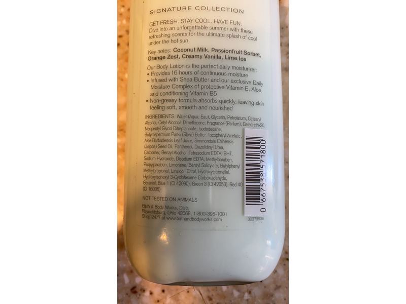 Bath & Body Works Iced Coconut Coolada Body Lotion, Shea & Vitamin E, 8 fl oz/236 mL