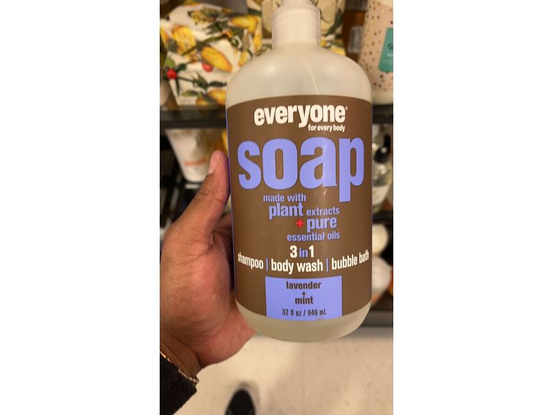 Everyone 3-in-1 Soap - Body Wash, Shampoo, Bubble Bath - Lavender + Mint - 32 Ounces - 1 Bottle