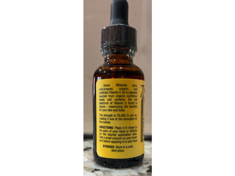 Seven Minerals Organic & Pure Vitamin E Oil, 1 fl oz/30 mL