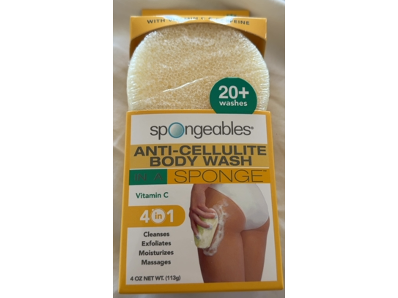 Spongeables Anti Cellulite Body Wash In A Sponge, Vitamin C & Caffeine, 4 oz/113 g