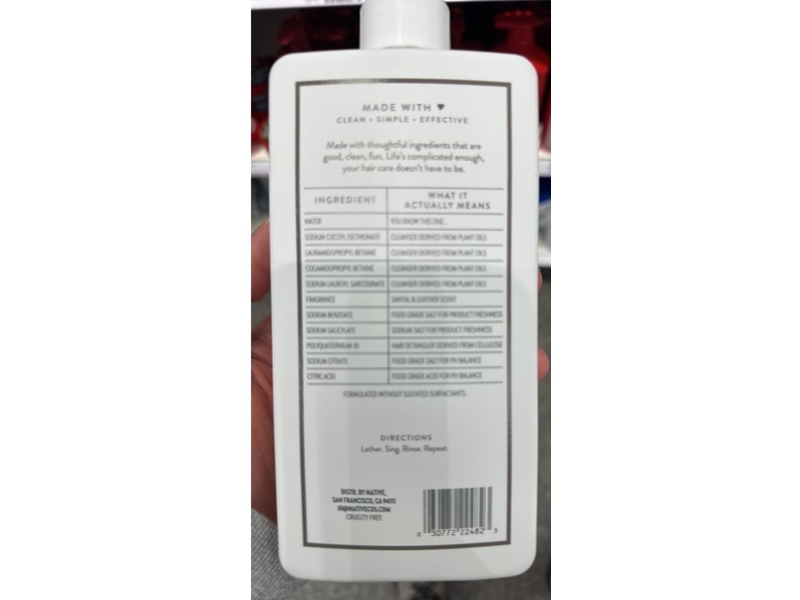 Native Daily Clean Shampoo, Santal & Leather, 16.5 fl oz/487 mL