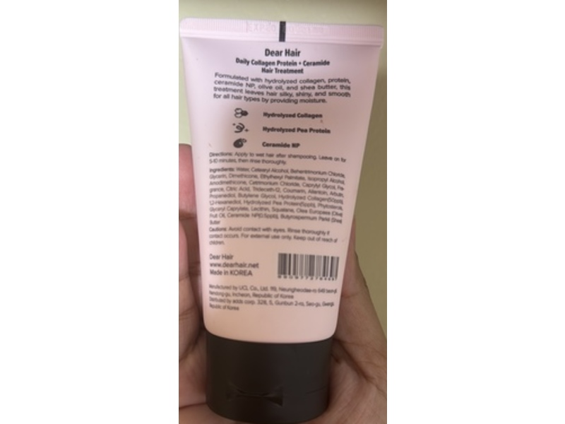 Dear Hair Daily Collagen Protein+Ceramide Hair Treatment, 3.38 fl oz/100 mL