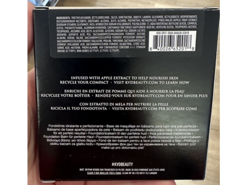 KVD Beauty Good Apple Lightweight Full-Coverage Cream Foundation Balm, Medium 033, 0.35 oz/10 g