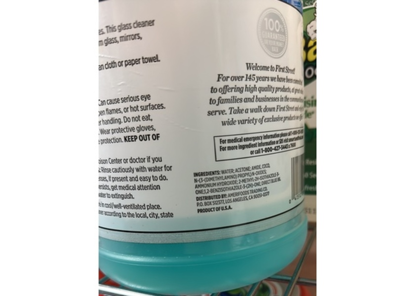 First Street Glass Cleaner, Ammonia, 3.78 L