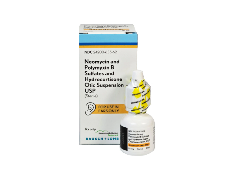 Neomycin & Polymyxin B Sulfates and Hydrocortisone Otic Suspension, 10 mL, Bausch + Lomb (RX)