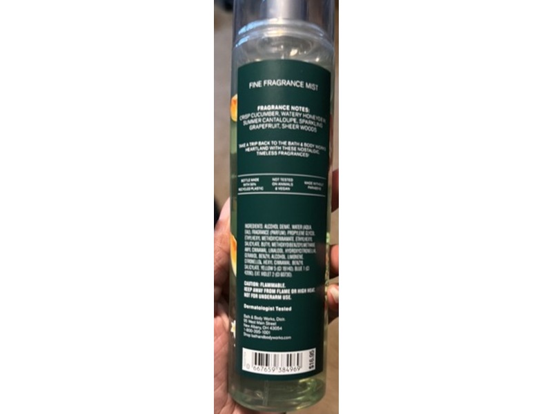 Bath & Body Works Fine Fragrance Mist, Cucumber Melon, 8 fl oz/236 mL.