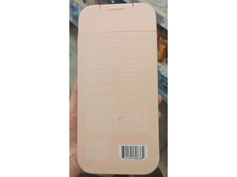 Monday Cleanse Body Wash, Grapefruit Extract, 20.2 fl oz/600 mL