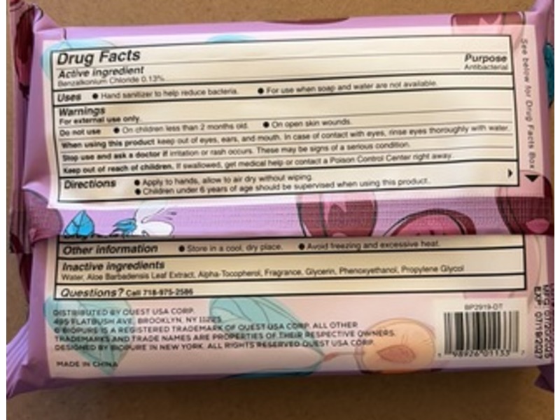 BioPure Anti-Bacterial Hand Wipes, Sugar Plum, 40 Count