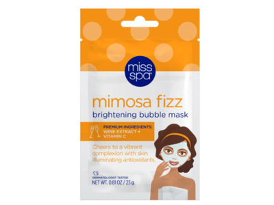 Miss Spa Mimosa Fizz Brightening Bubble Mask, Wine Extract + Vitamin C, 0.81 oz/23 g, Pack Of 4