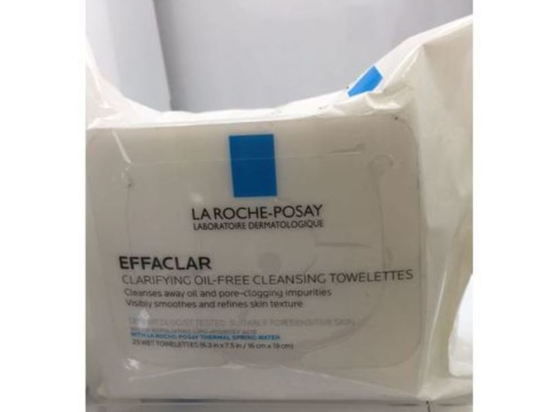 La Roche-Posay Effaclar Clarifying Oil-Free Cleansing Towelettes Facial Wipes, 25 Count