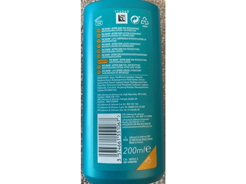 Piz Buin After Sun Tan Intensifying Moisturizing Lotion, 200 mL