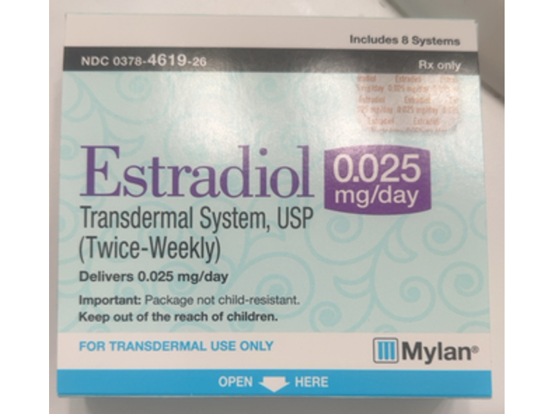 Estradiol Transdermal System 0.025 mg/day, Mylan (Rx)
