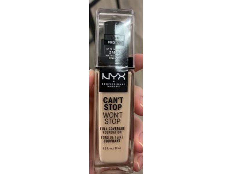 NYX Professional Makeup Can't Stop Won't Stop Foundation, Porcelain, 1 fl oz/30 mL