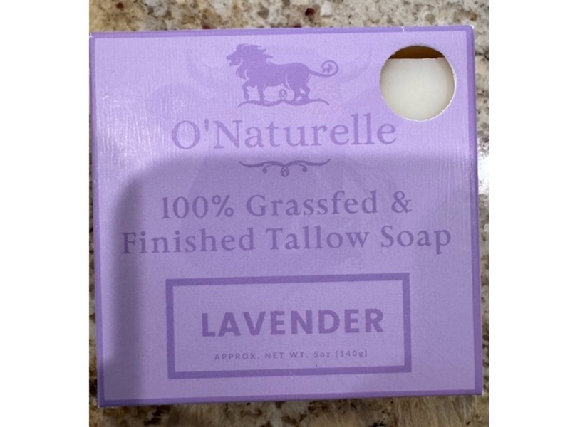 O'Naturelle Grassfed & Finished Tallow Soap, Lavender, 5 oz/140 g