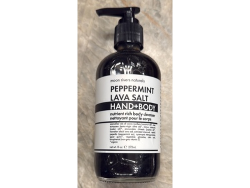 Moon Rivers Naturals Peppermint Lava Salt Hand + Body Nutrient Rich Body Cleanser, 8 oz/273 mL