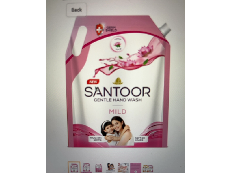 Santoor Gentle Hand Wash, Mild, 1500 mL