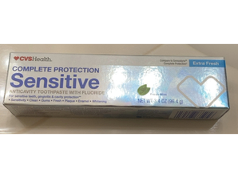 CVS Health Complete Protection Sensitive Fluoride Toothpaste, Extra Fresh, 3.4 oz/96.4 g