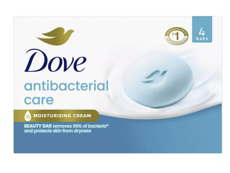 Dove Antibacterial Care Moisturizing Cream Beauty Bar, 3.75 oz/106 g, Pack of 4