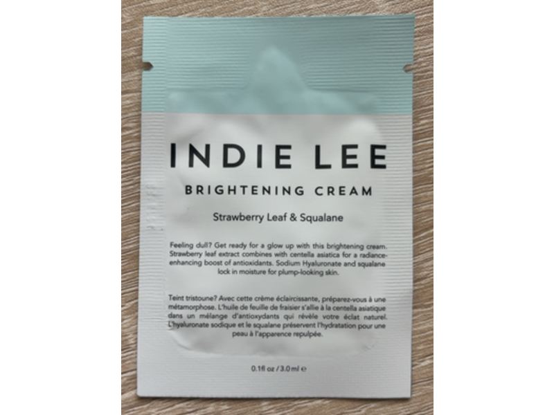 Indie Lee Brightening Cream, Strawberry Leaf & Squalane, 0.1 fl oz/3.0 mL