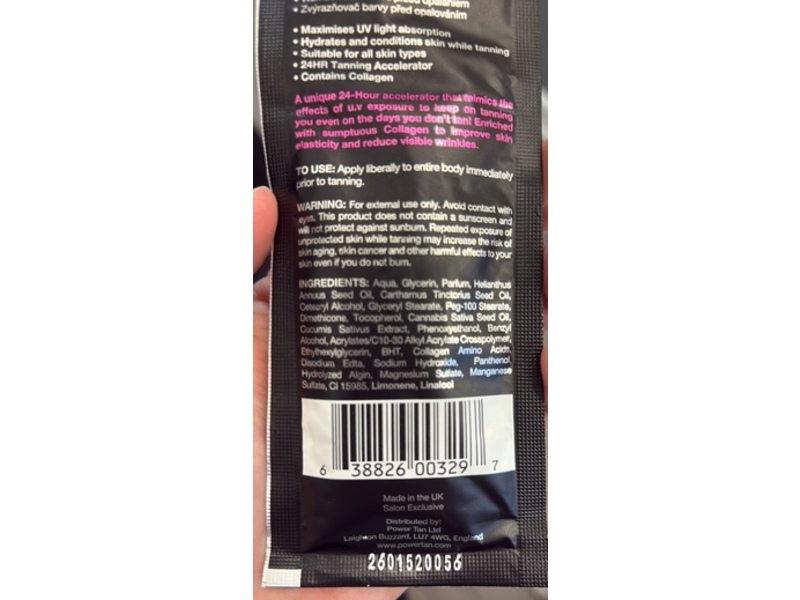 Power Tan Hybrid Non-Stop Black 24Hr Accelerator, Collagen, 0.70 fl oz/20 mL