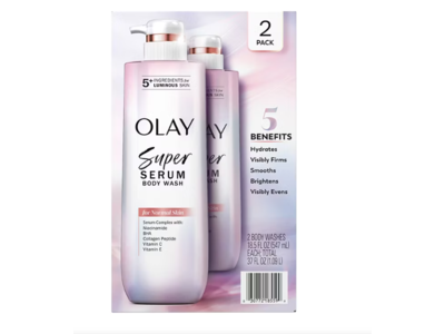Olay Super Serum Body Wash, Normal Skin, 18.5 fl oz/547 mL, 2 Pack