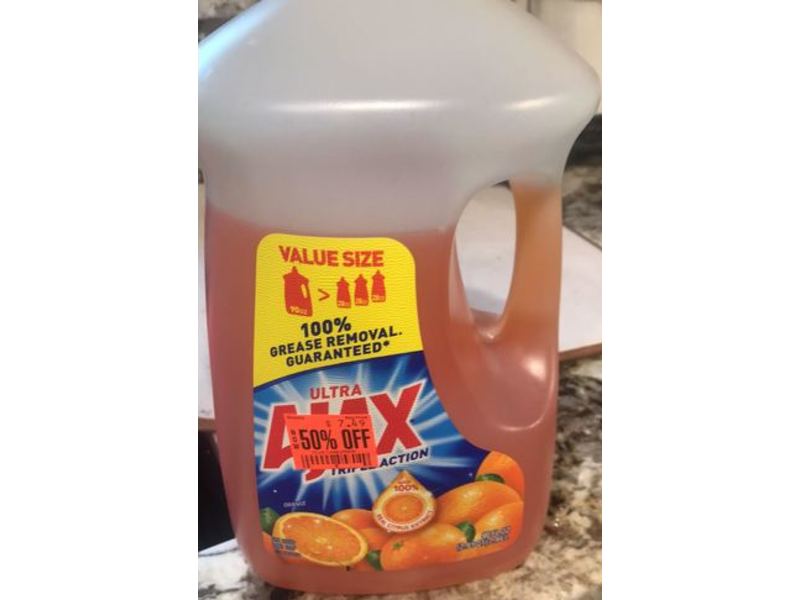 Ajax Ultra Triple Action Dish Liquid, Orange, 90 fl oz/2.66 L